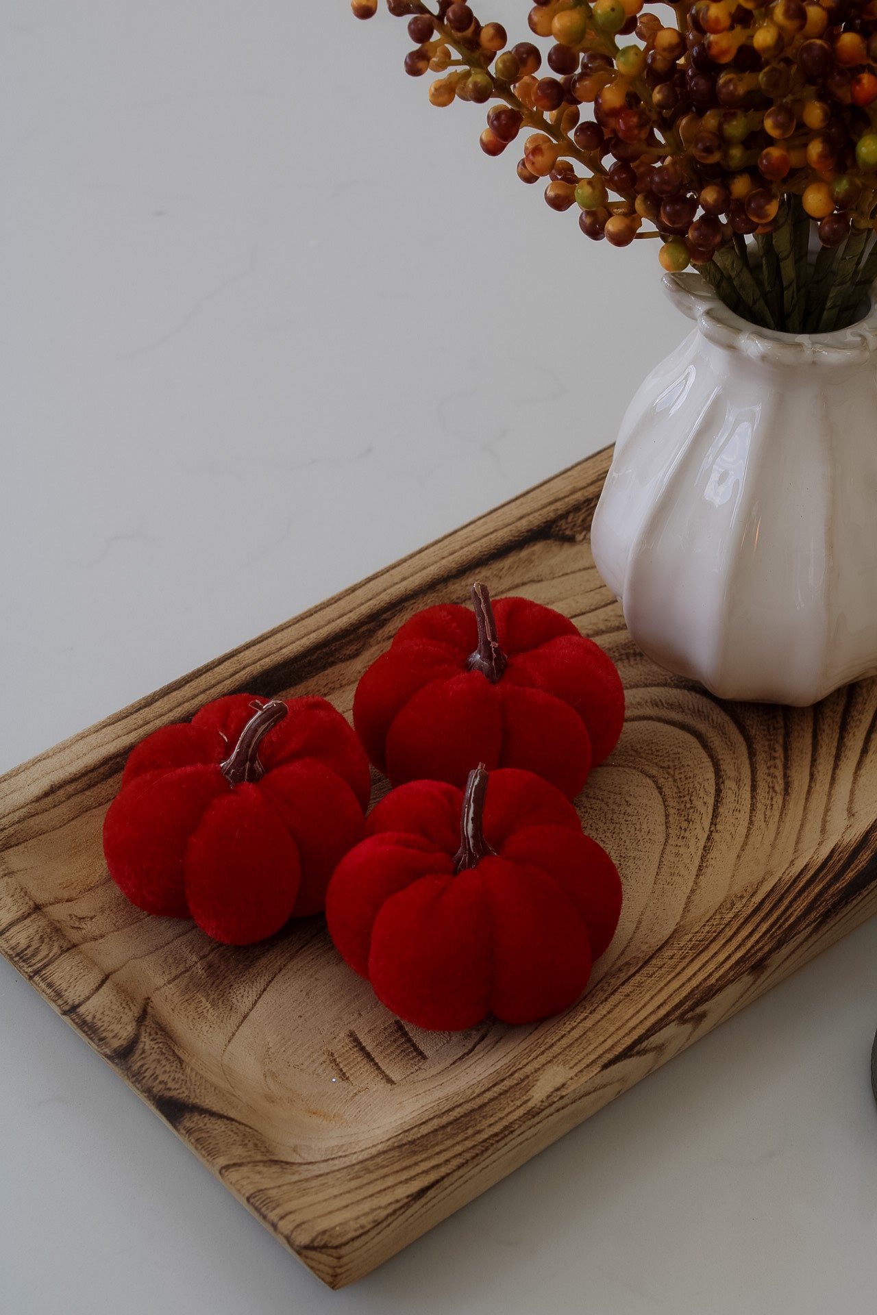 Scarlet Velvet Mini Pumpkins | Set of 3