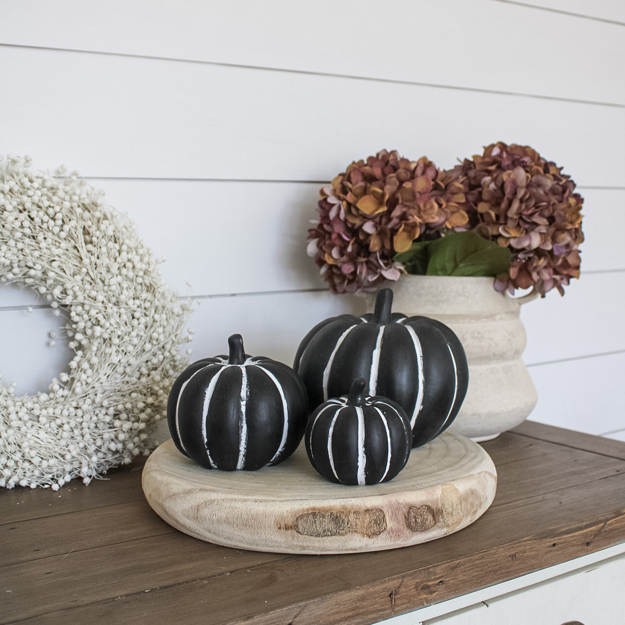 Black & White Cement Pumpkin