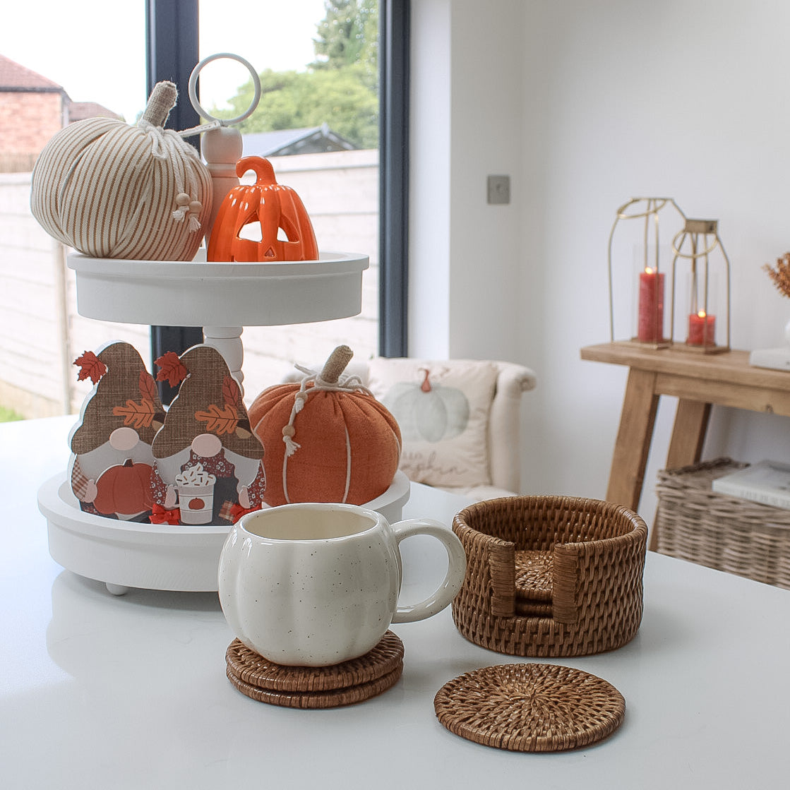 Autumn Honey Rattan Coasters - Set of 6