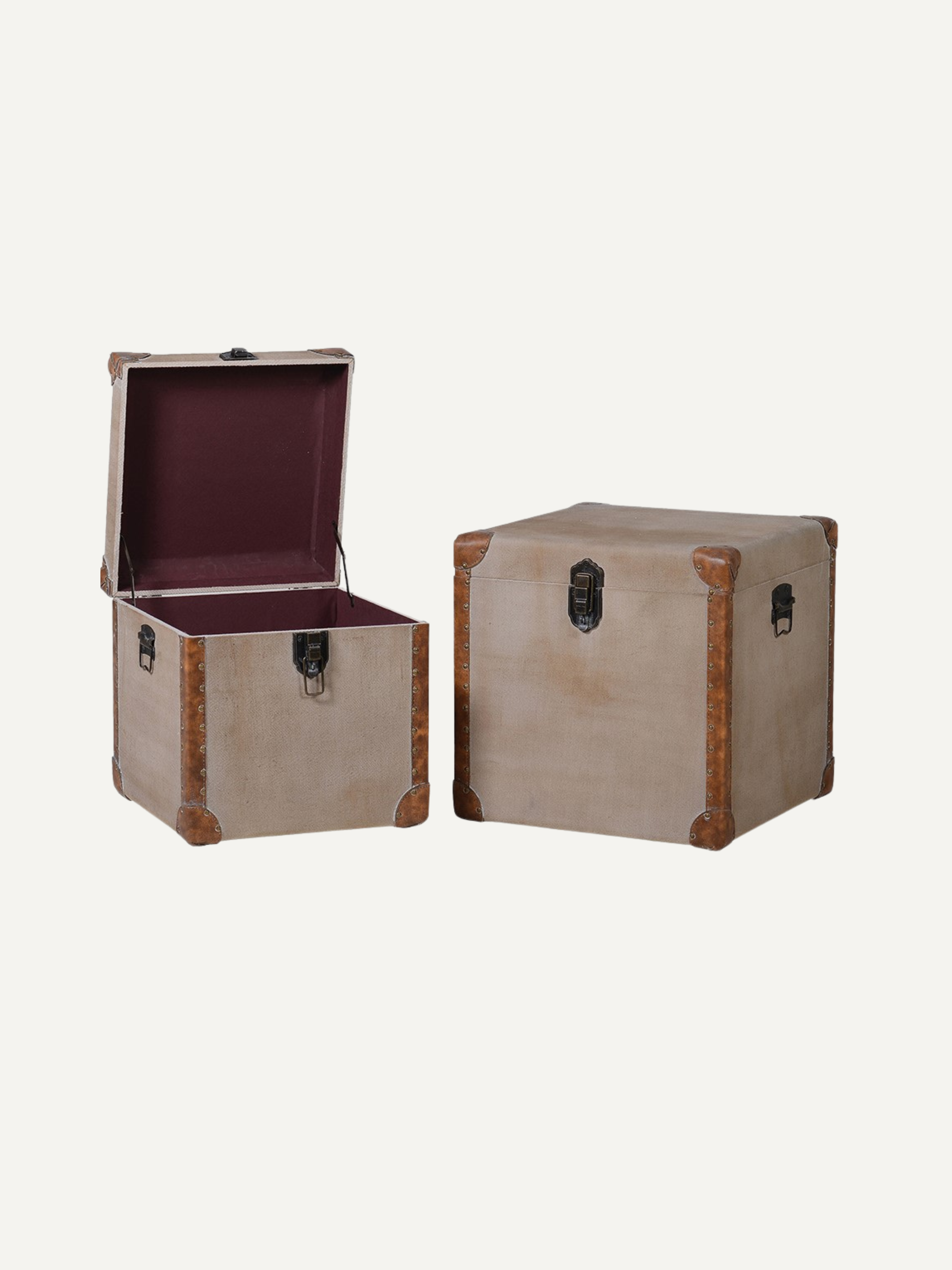 set of 2 linen storage trunks