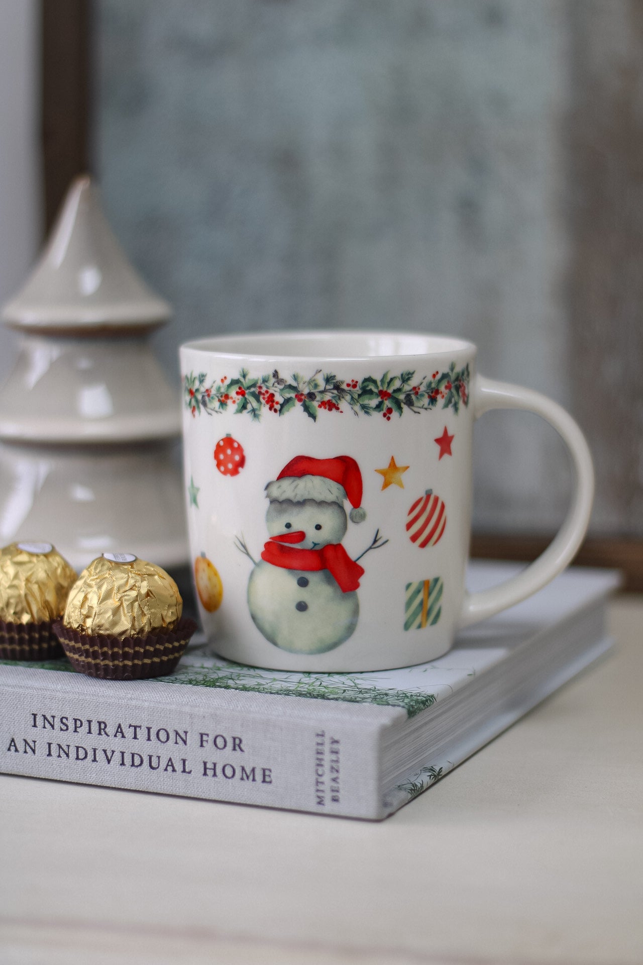 snowman porcelain mug