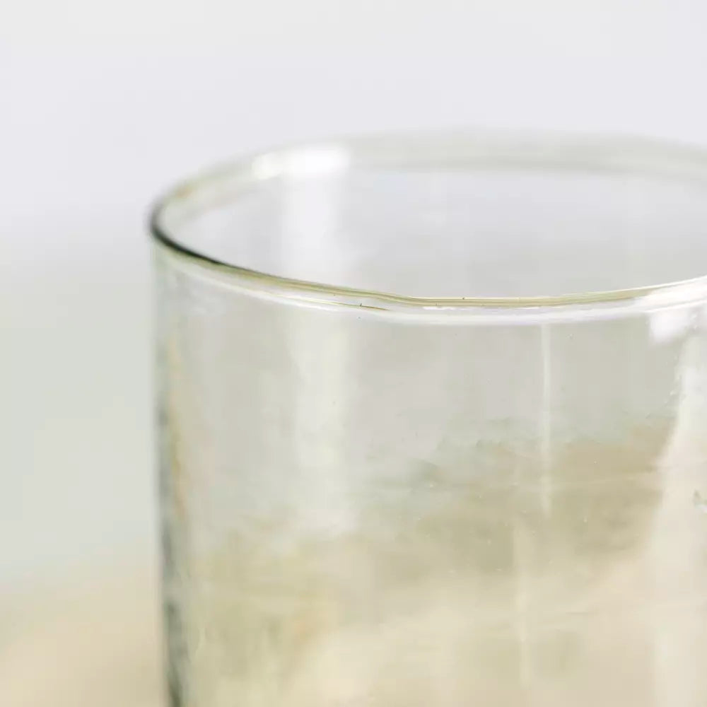 up close of vintage glass candle holder