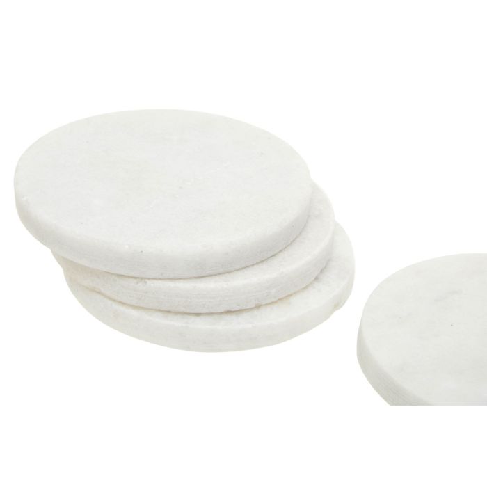 Round White Marble Coasters | Set of 4
