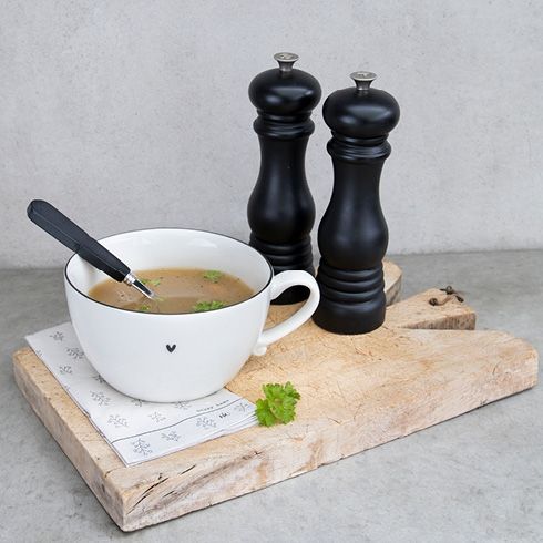 Black Little Heart Soup Bowl