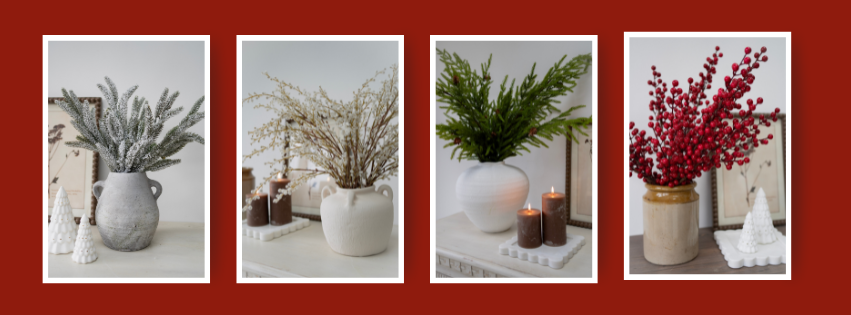 Faux Christmas flowers and foliage