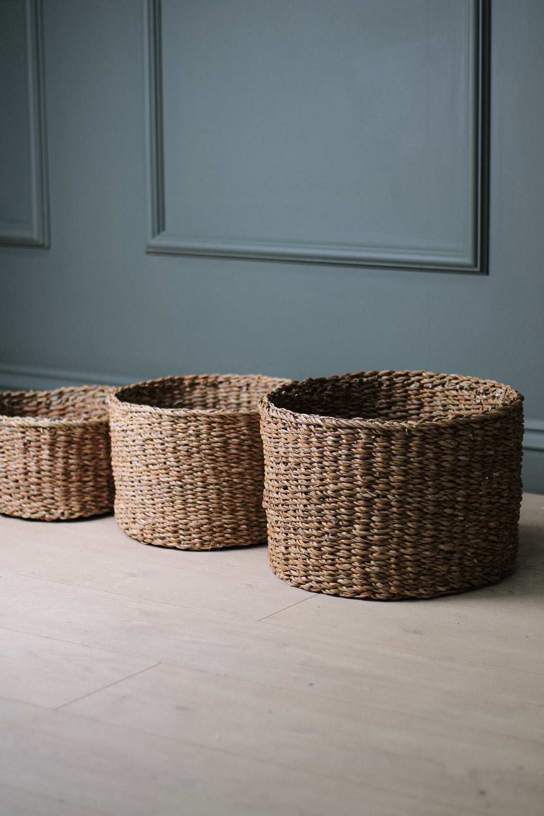 Belford Round Braided Seagrass Storage Baskets | Set of 3