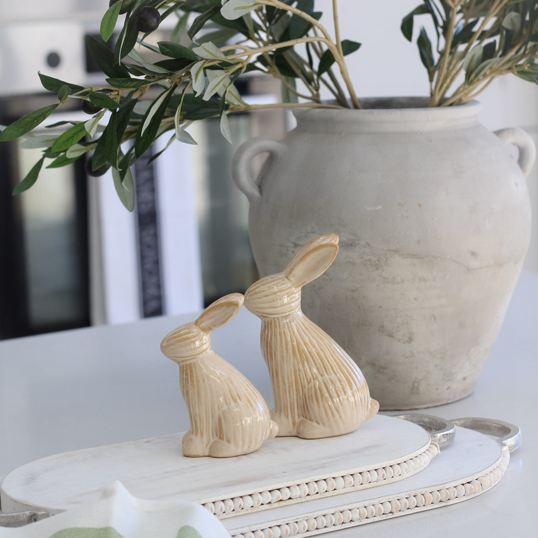 Neutral Sitting Ribbed Bunny
