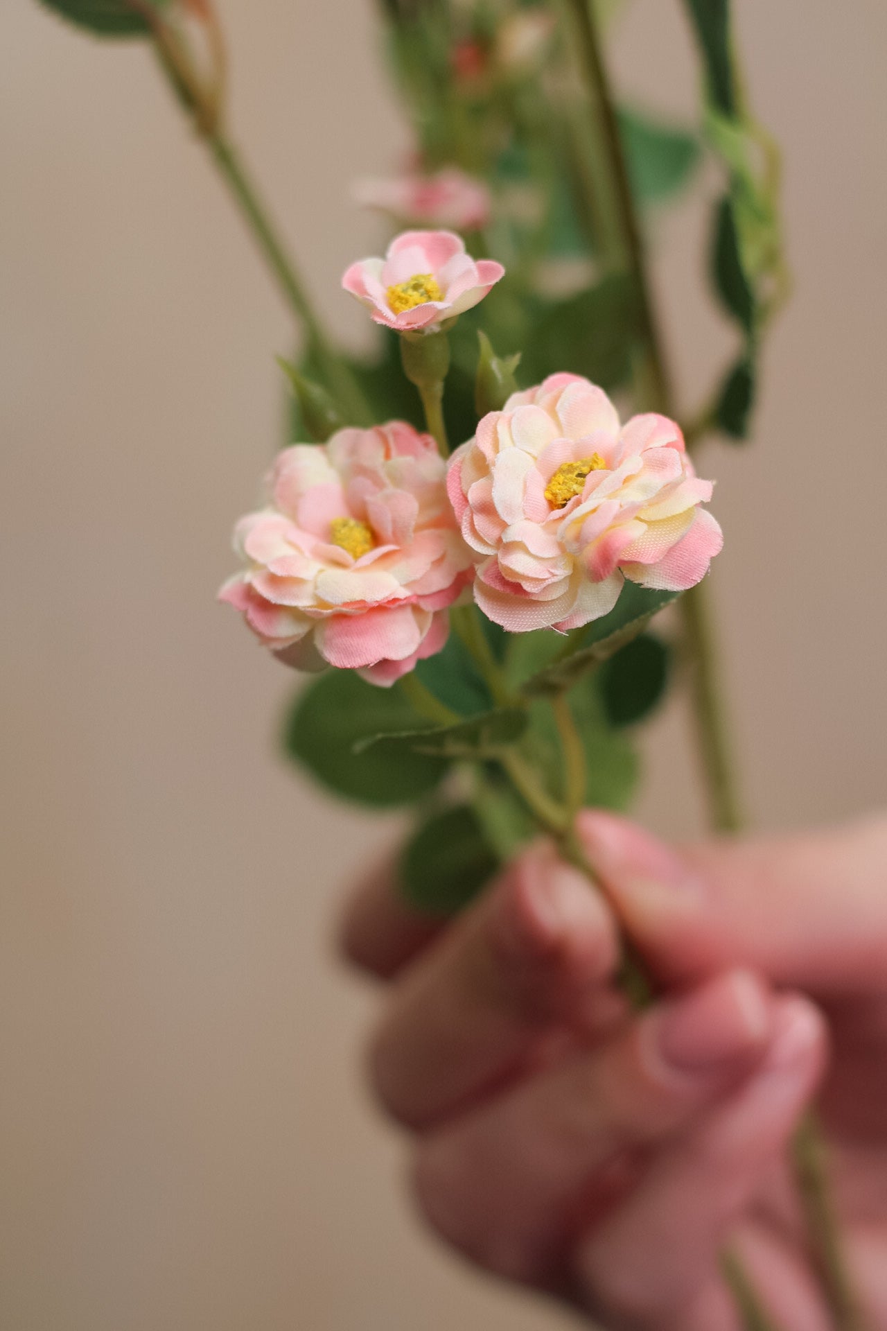 Faux Pink Wild Rose Meadow Spray