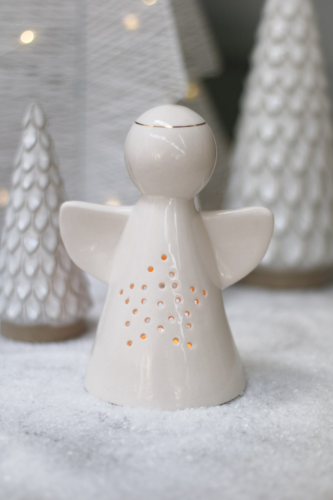 White Angel Tea Light with Dotty Star
