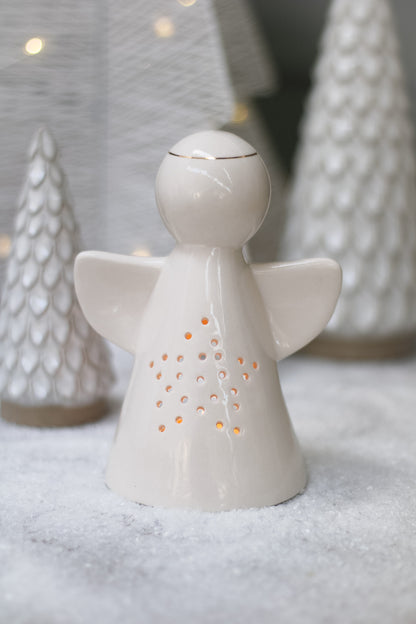 White Angel Tea Light with Dotty Star