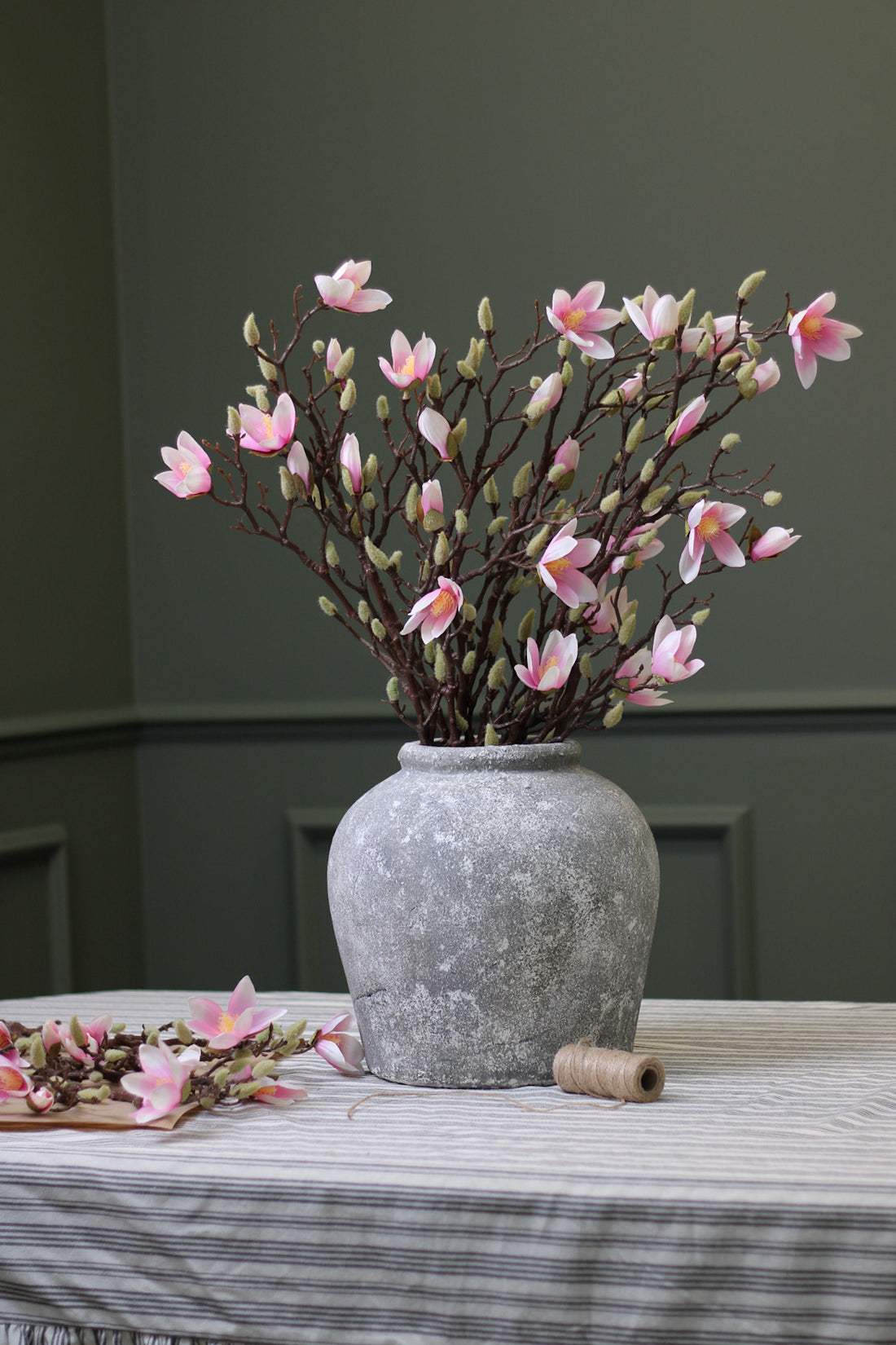 Faux Pale Pink Magnolia Stem