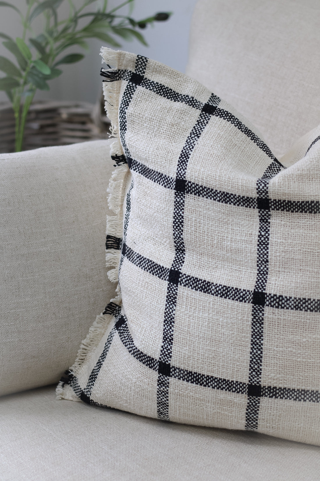 Natural Checked Weave Cushion
