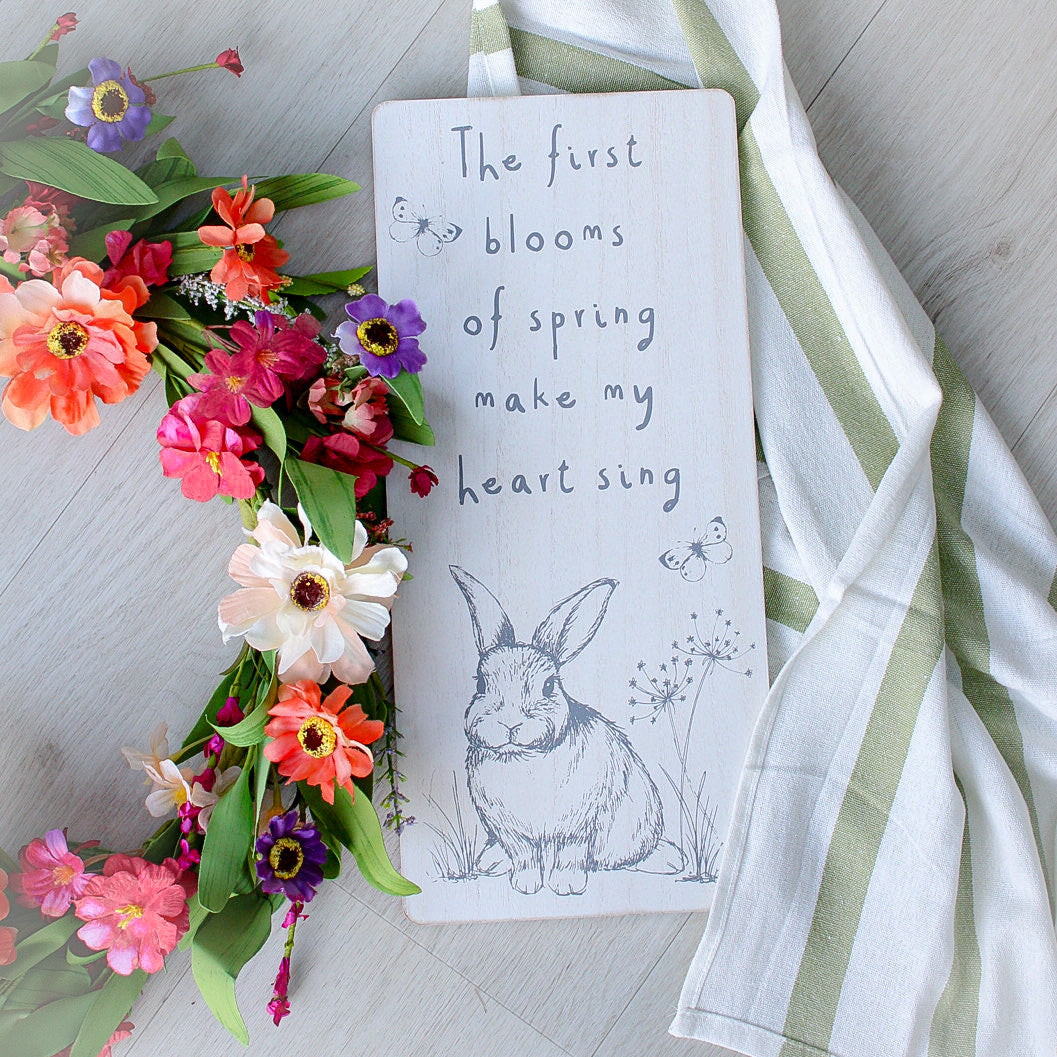 The First Blooms of Spring Bunny Plaque