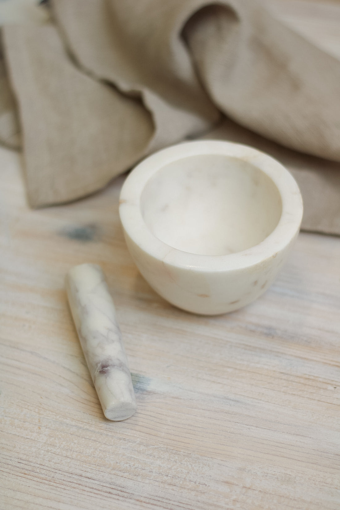 White Marble Pestle and Mortar