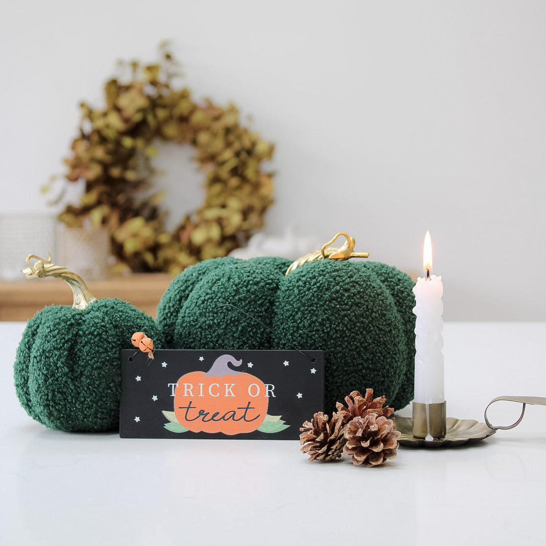 Black Trick or Treat Pumpkin Sign