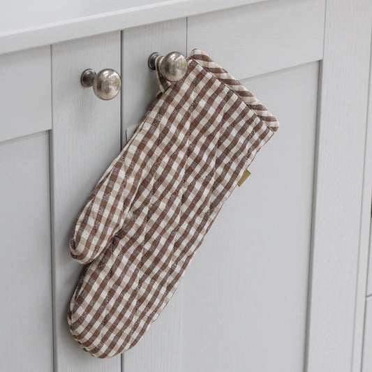 Earth Brown Gingham Oven Glove