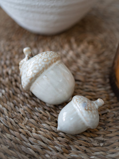 Glazed Ceramic Rustic Acorns | Set of 2