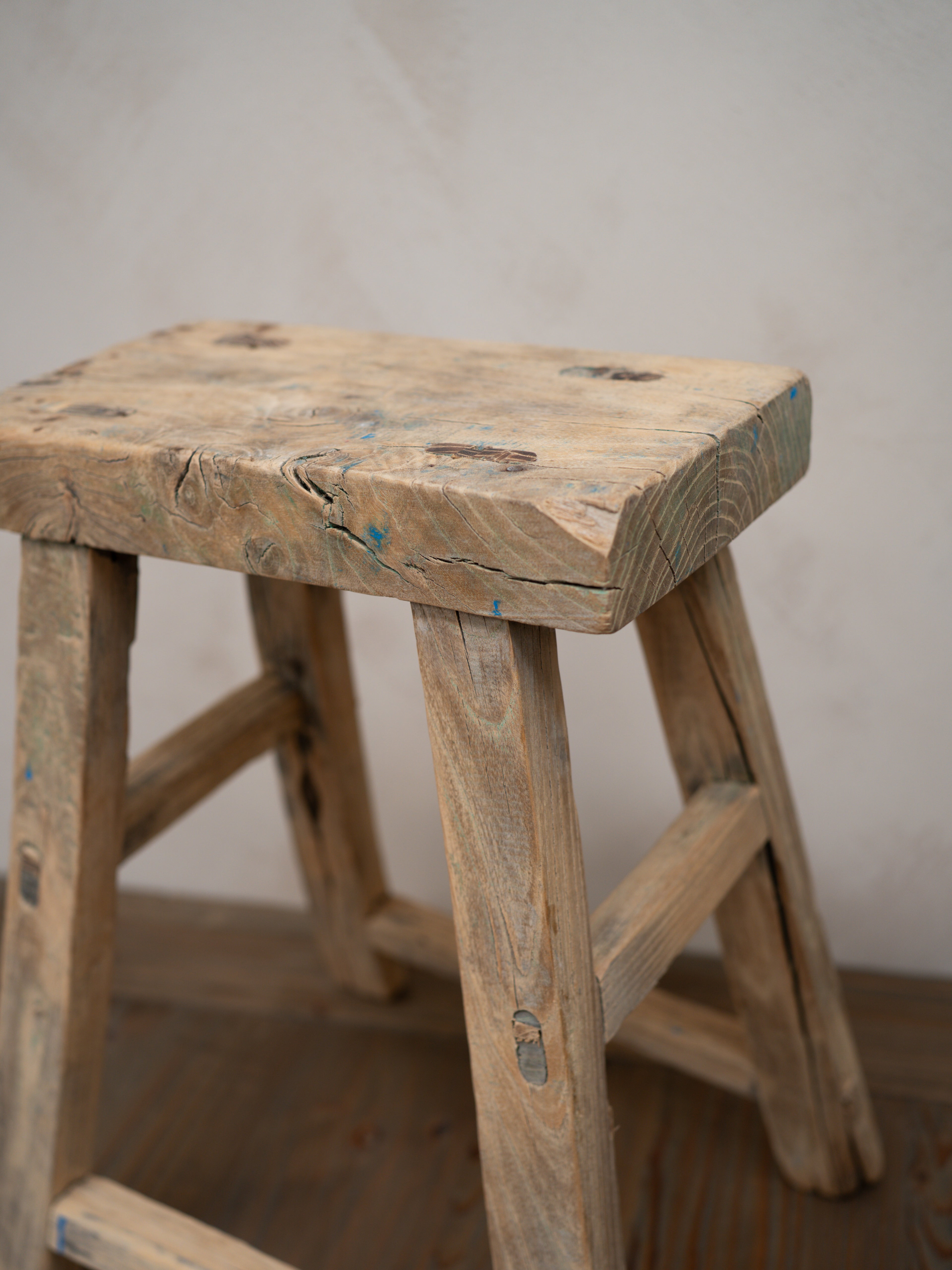 Tall Reclaimed Wooden Milking Stool - Style A