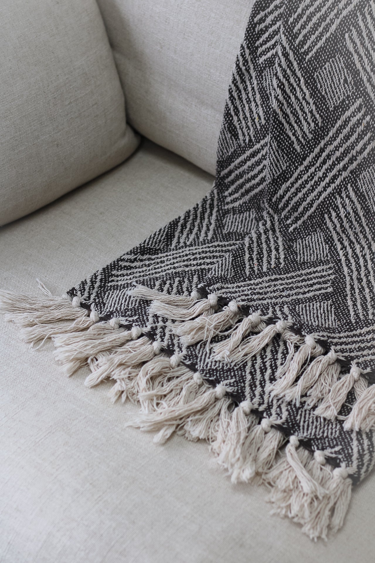 Grey Woven Patterned Throw