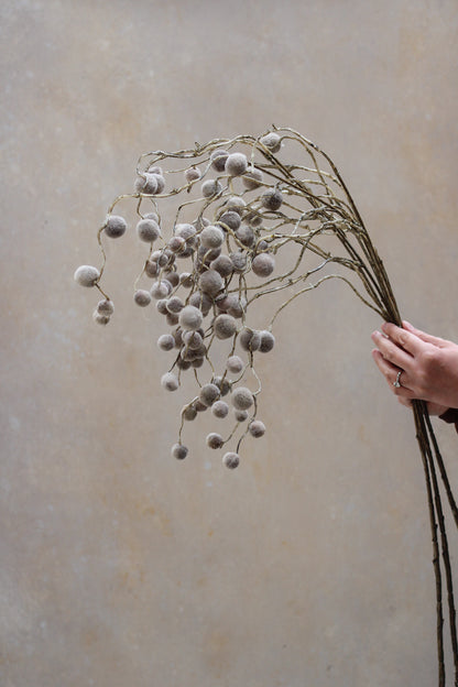 Faux Soft Brown Pom Pom Willow Spray