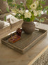 Grey Washed Rattan Ottoman Tray