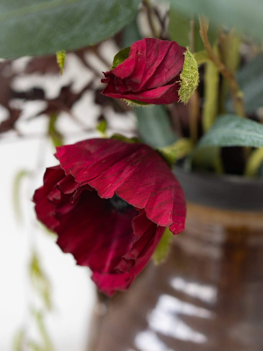 Faux Ruby Poppy Stem