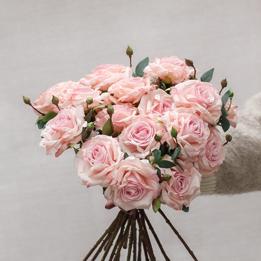 Dusky Pink Dried Touch Faux Rose Spray – Ivy Grey Interiors