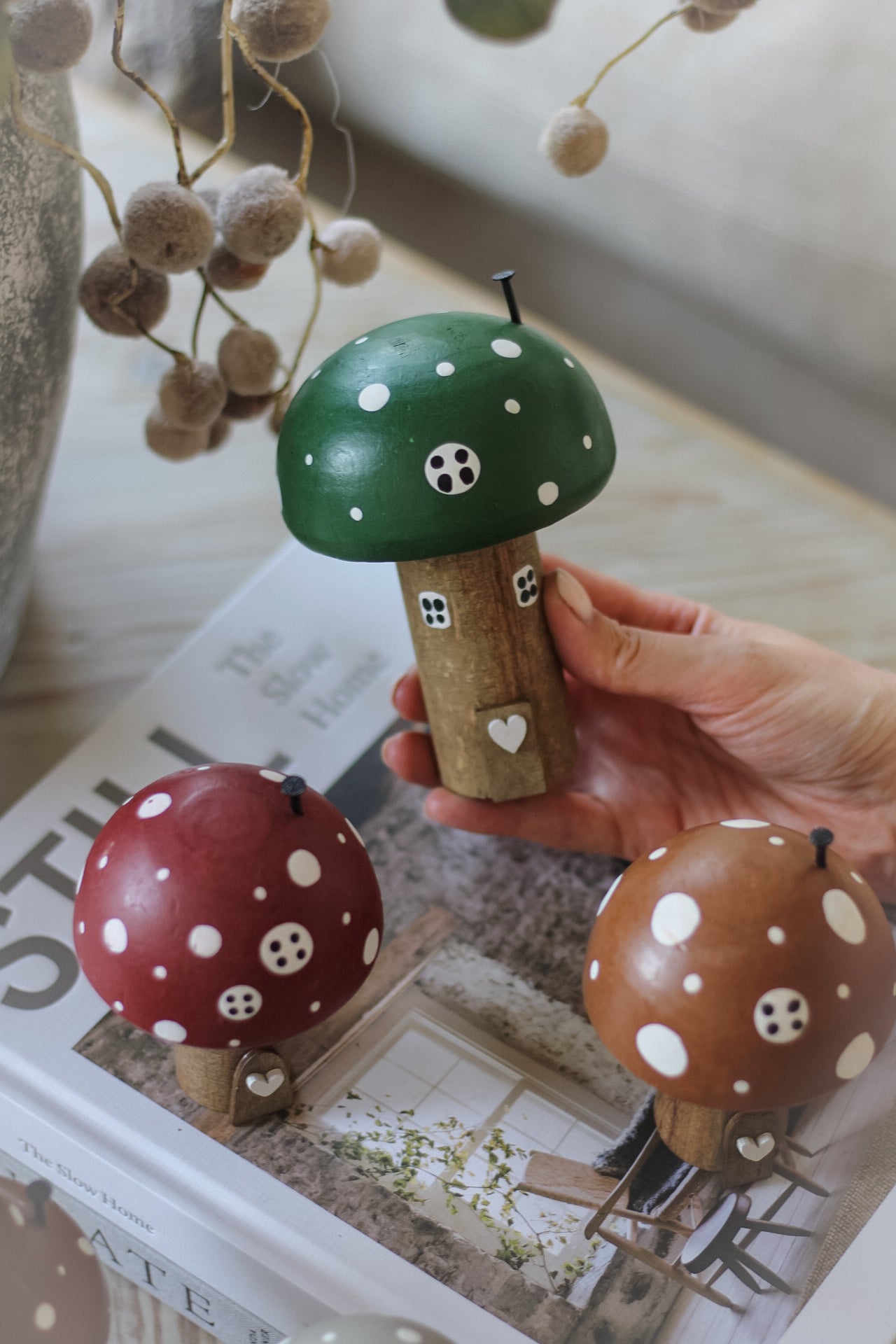 Short Brown Wooden Mushroom House