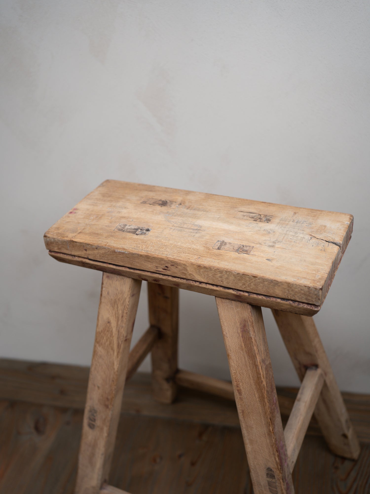 Tall Reclaimed Wooden Milking Stool - Style E