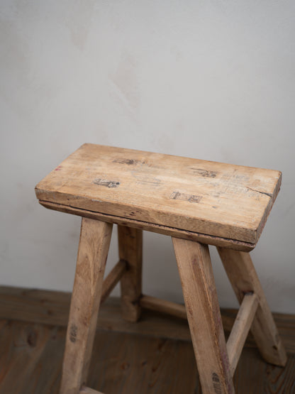 Tall Reclaimed Wooden Milking Stool - Style E