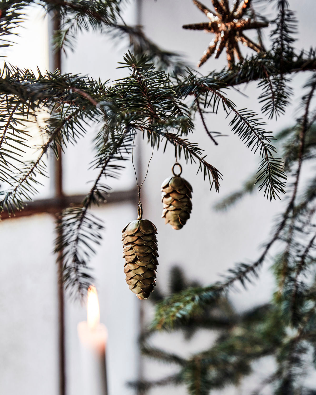 Gold Pinecone Tree Ornaments | Set of 2