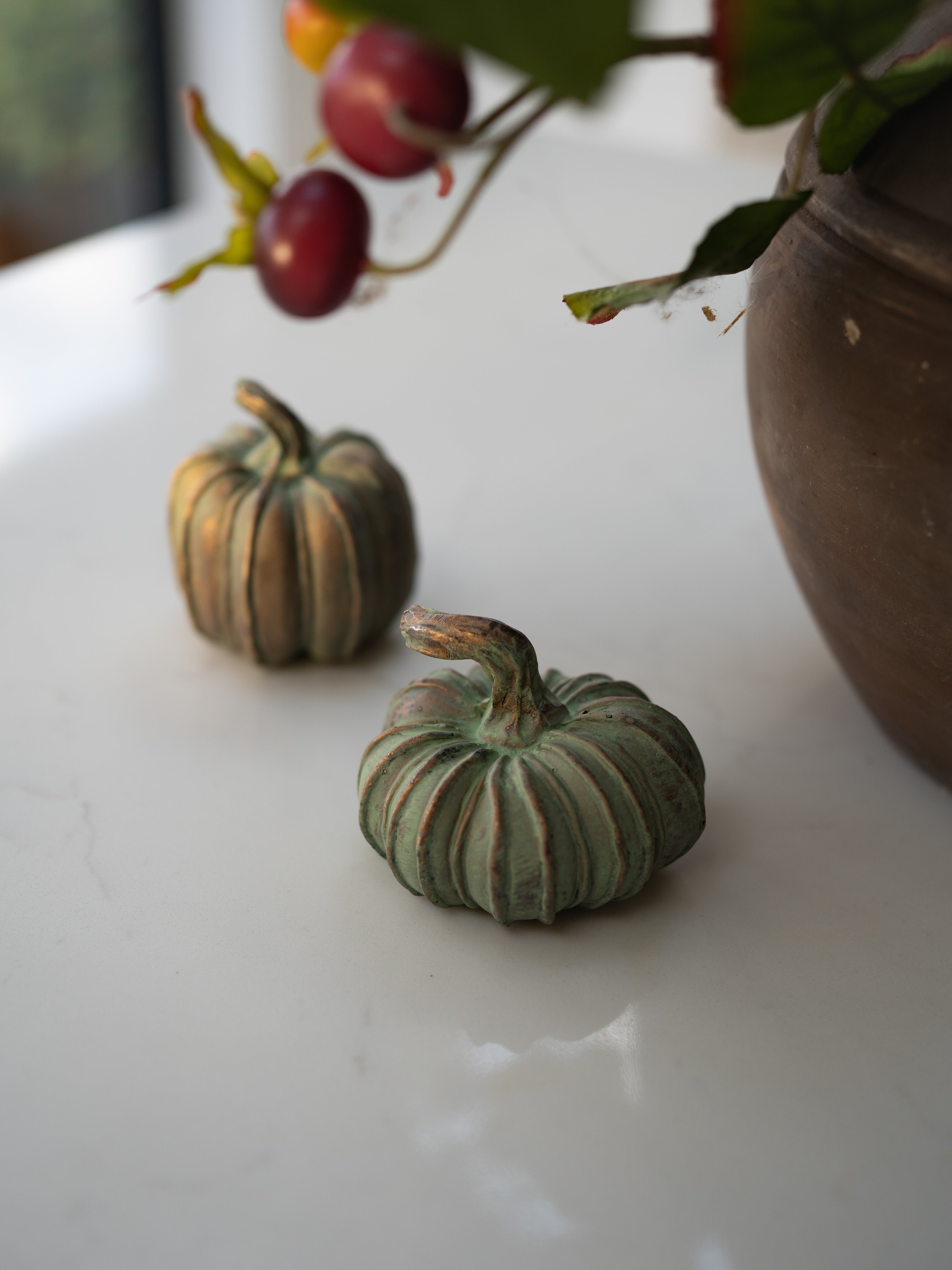 Set of 4 Verdigris Pumpkins
