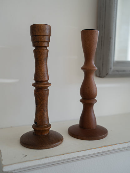 Dark Wood Mango Wood Candlestick