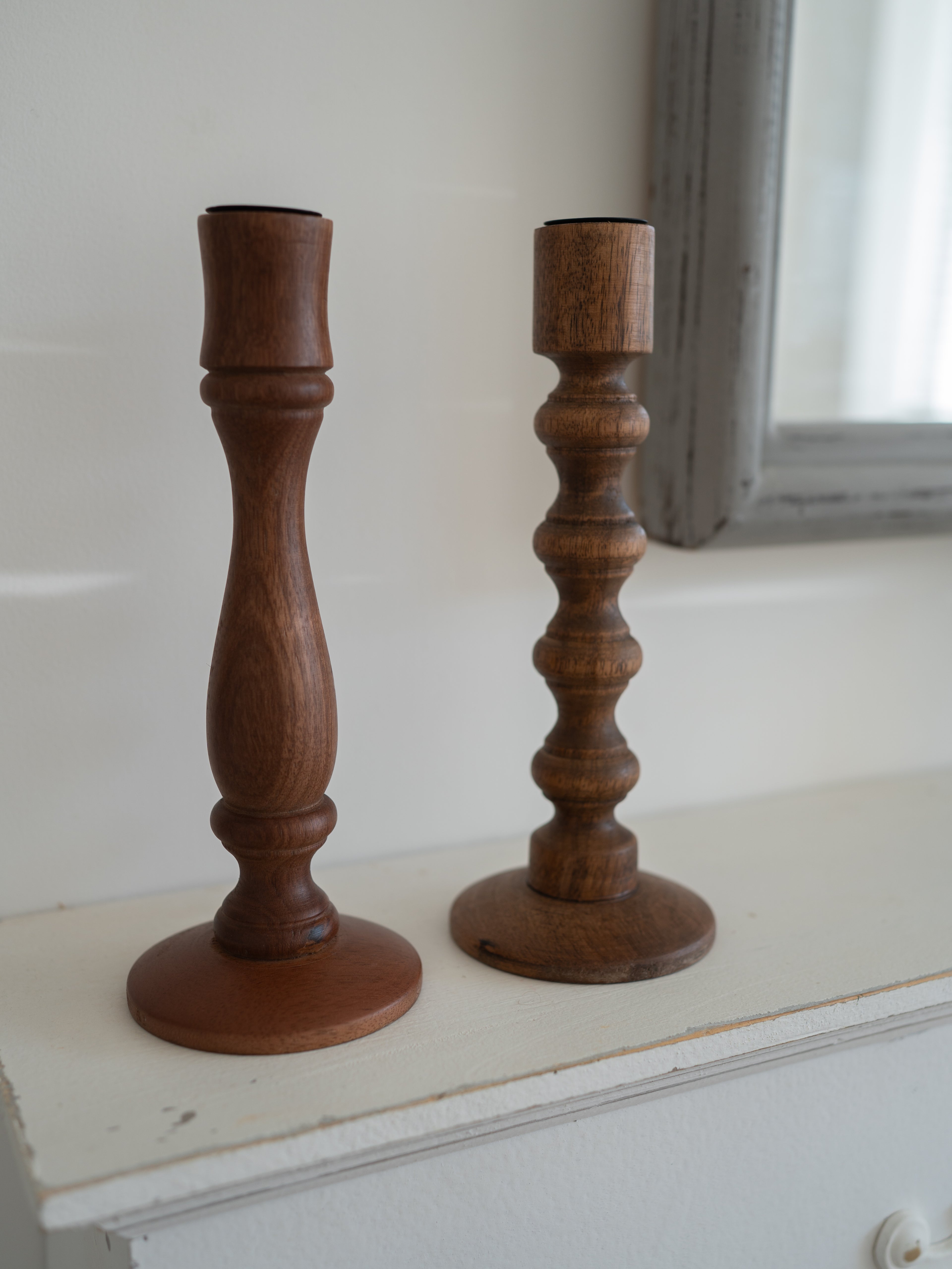 Dark Wood Mango Wood Candlestick