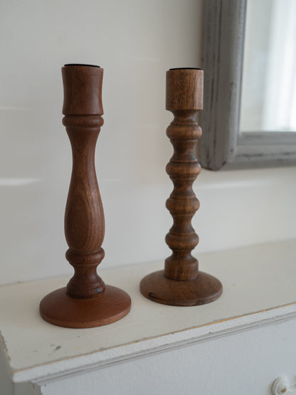 Dark Wood Mango Wood Candlestick