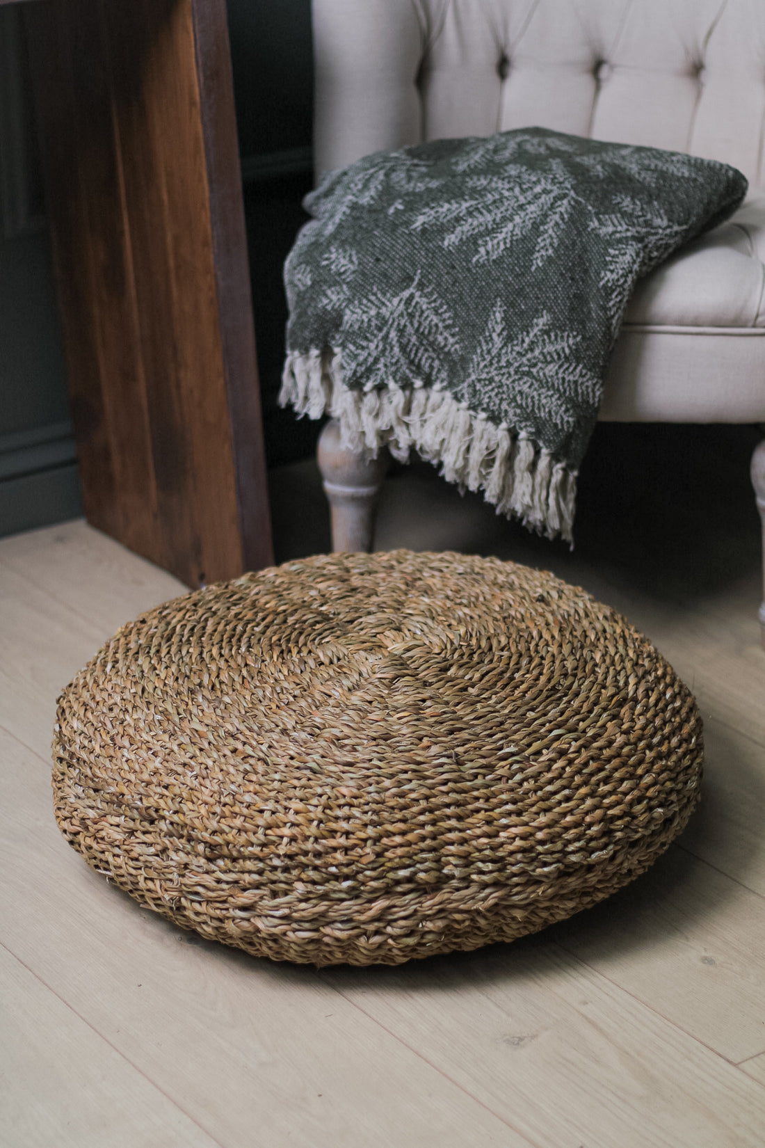 Belford Short Round Braided Pouffe