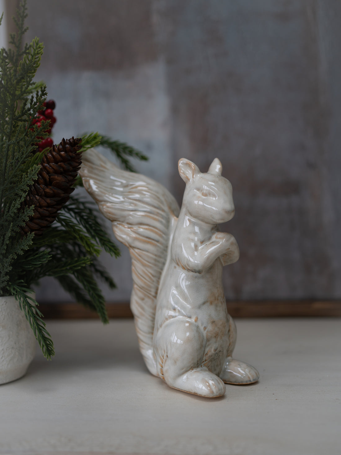 Rustic Foraging Ceramic Squirrel