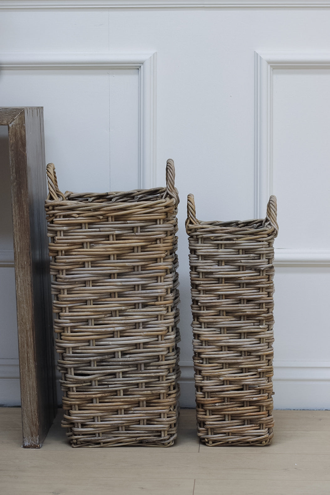 Grey Washed Rattan Umbrella Basket