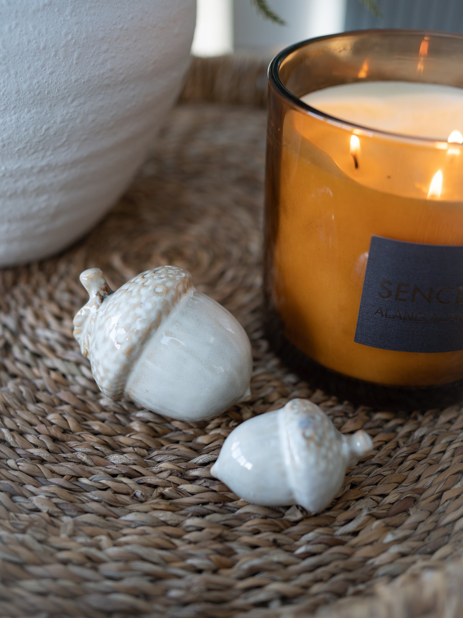 Glazed Ceramic Rustic Acorns | Set of 2