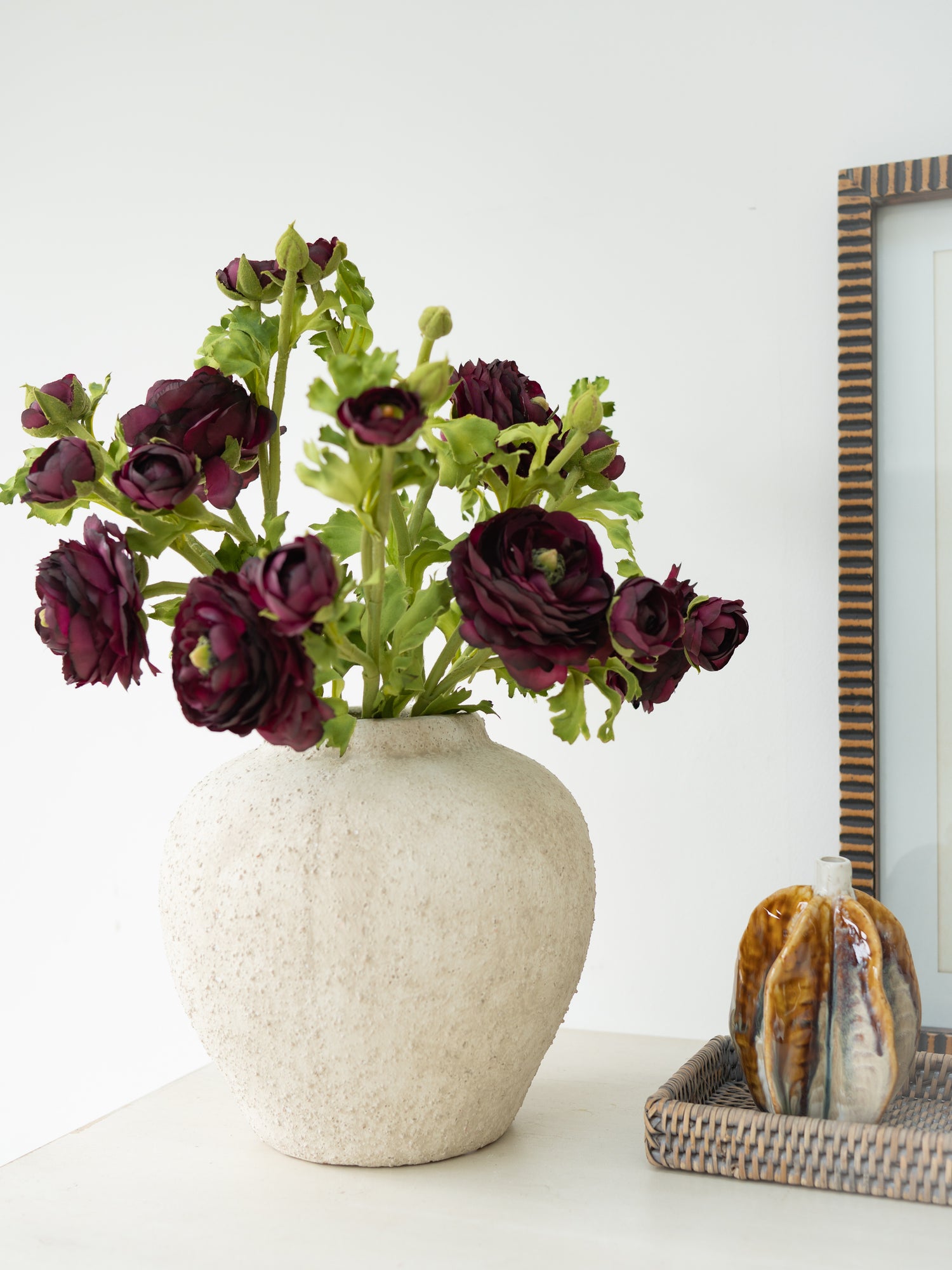 Faux Scarlet Ranunculus Spray