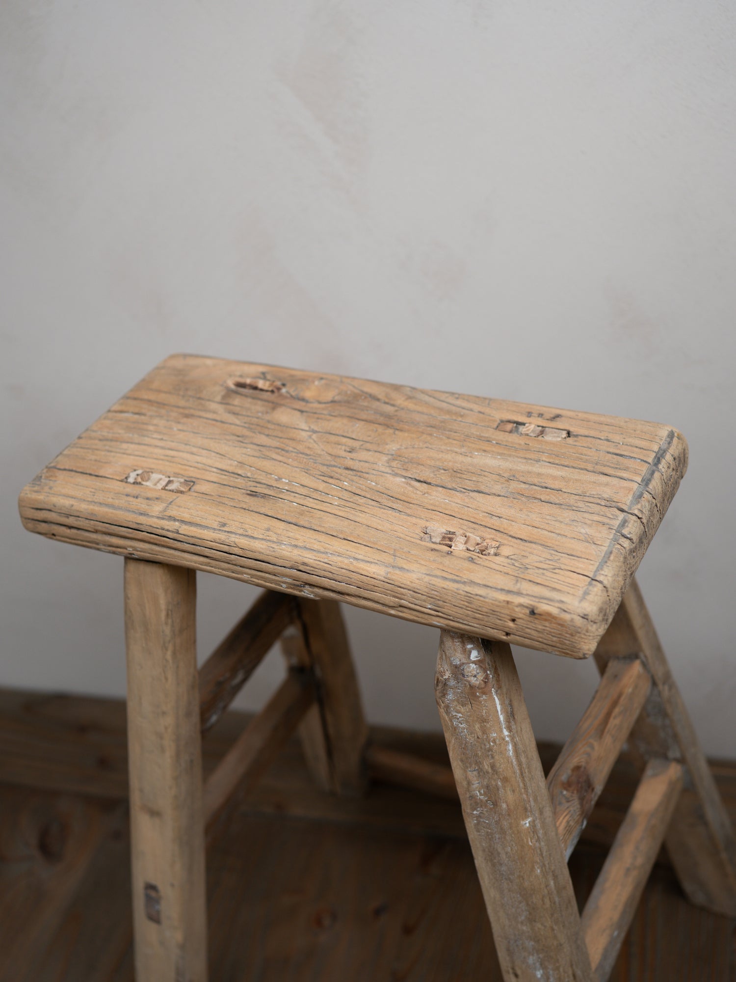 Tall Reclaimed Wooden Milking Stool - Style D