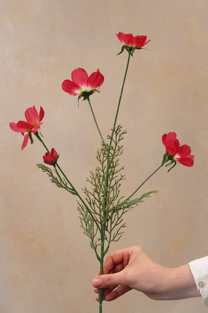 Faux Cerise Long Stemmed Cosmos Spray