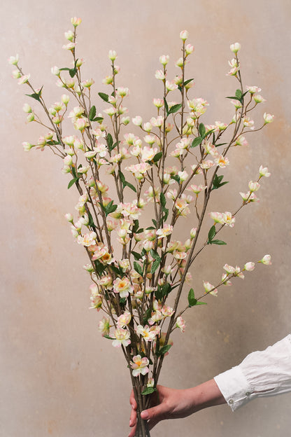 Faux Pale Pink Apple Blossom Stem