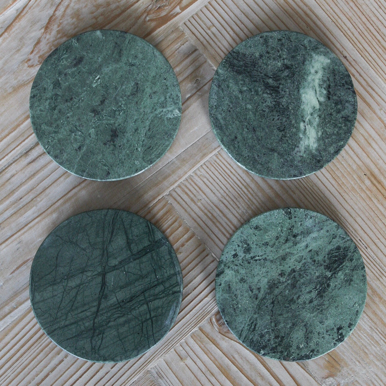 Green Marble Coasters | Set of 4
