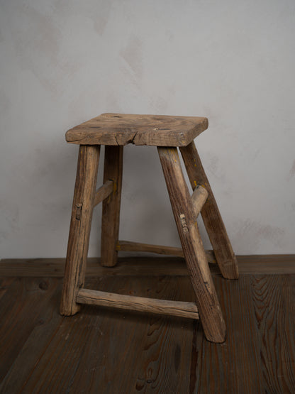 Tall Reclaimed Wooden Milking Stool - Style K