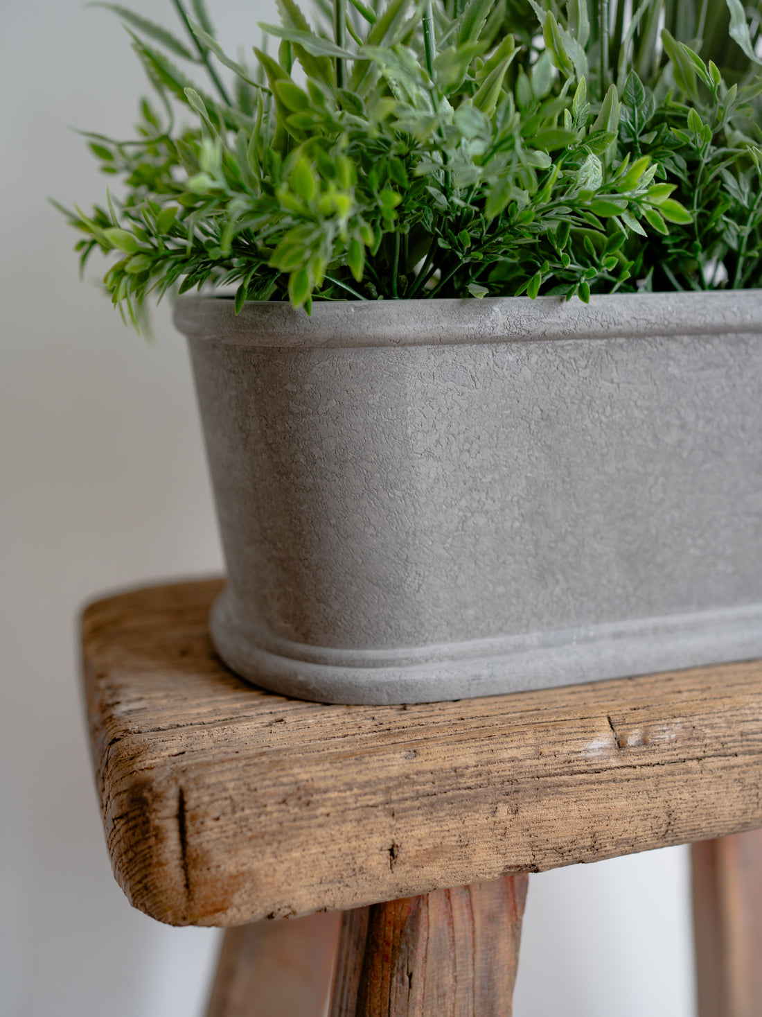 Faux Lavender Plant in Oval Grey Planter