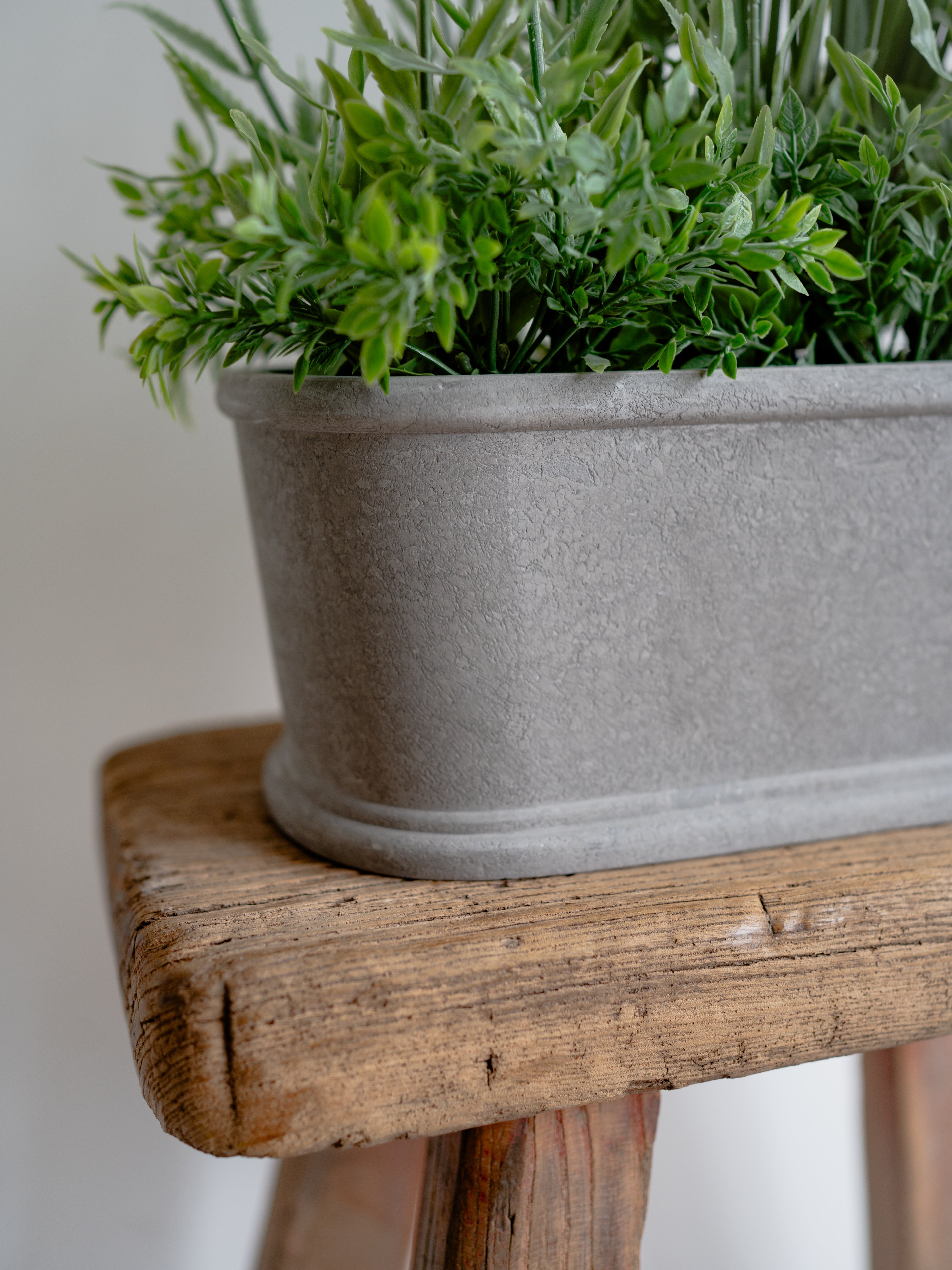 Faux Lavender Plant in Oval Grey Planter