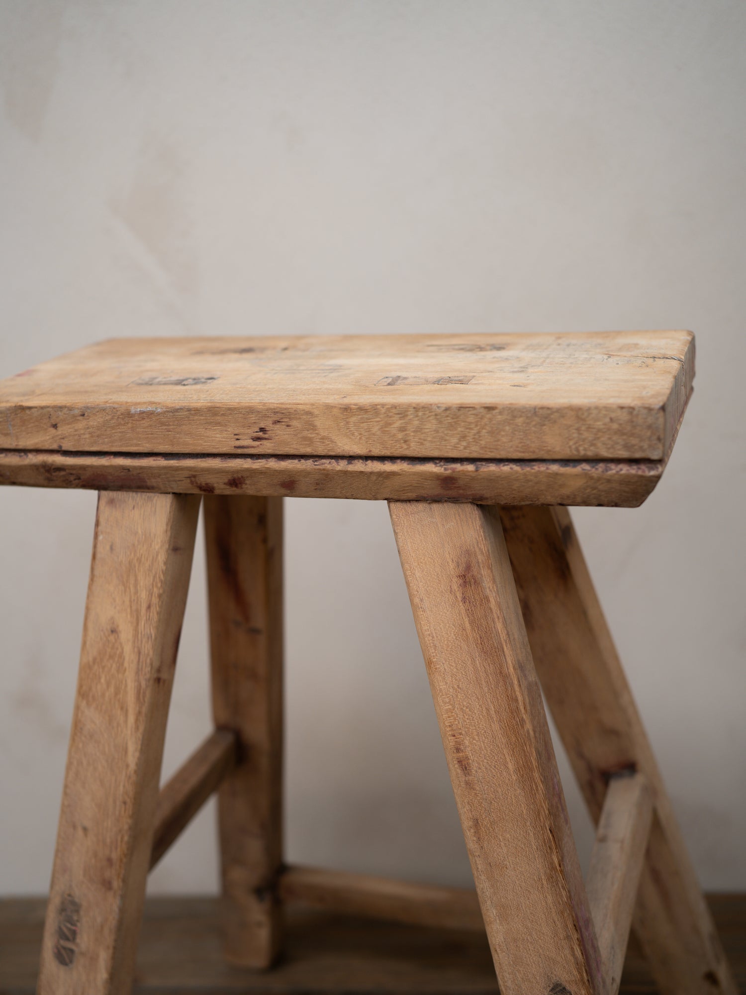 Tall Reclaimed Wooden Milking Stool - Style E