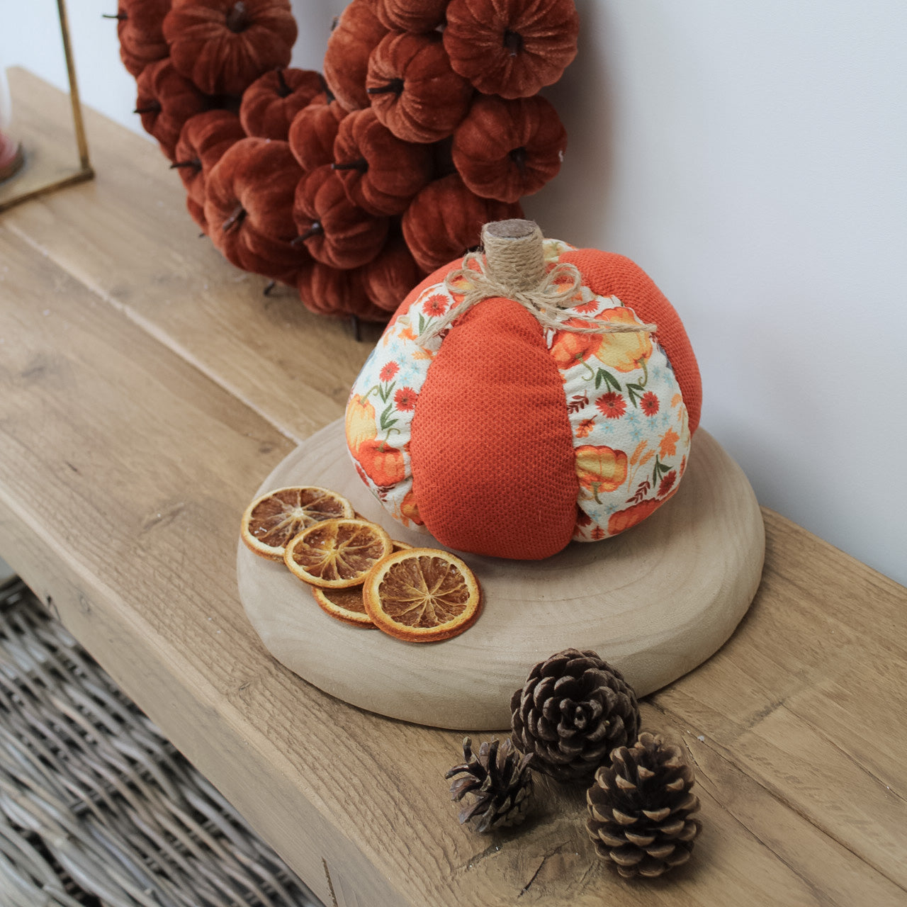 Fabric Floral Pumpkin