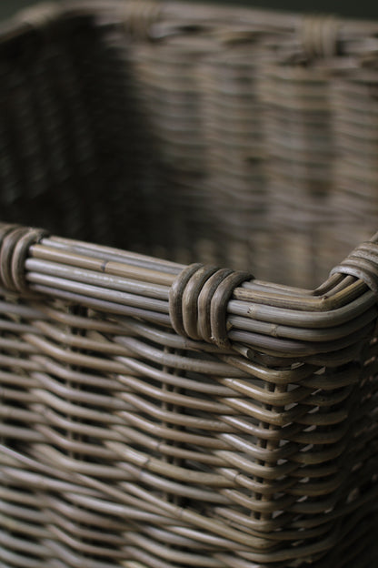 close up of rattan basket 